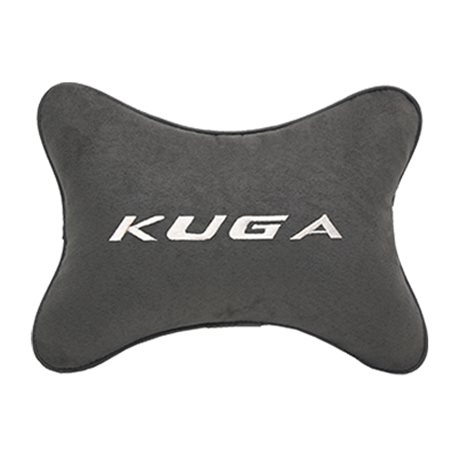 Подушка на подголовник алькантара D.Grey с логотипом автомобиля FORD Kuga