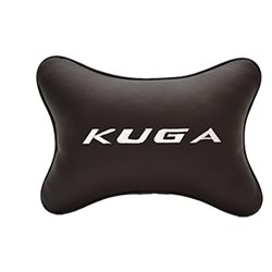 Подушка на подголовник экокожа Coffee с логотипом автомобиля FORD Kuga