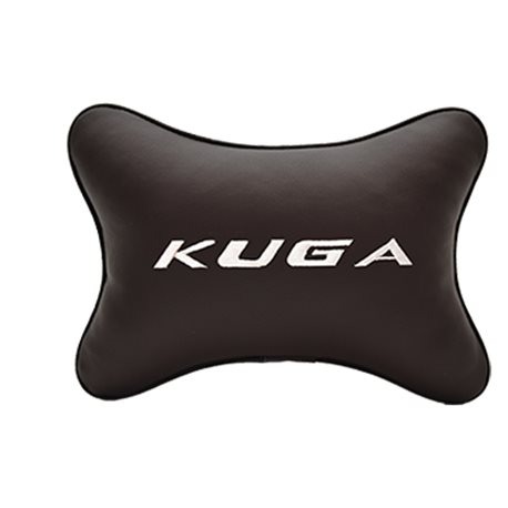 Подушка на подголовник экокожа Coffee с логотипом автомобиля FORD Kuga