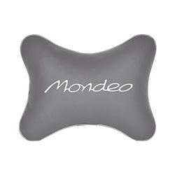 Подушка на подголовник экокожа L.Grey с логотипом автомобиля FORD Mondeo
