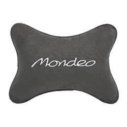 Подушка на подголовник алькантара D.Grey с логотипом автомобиля FORD Mondeo