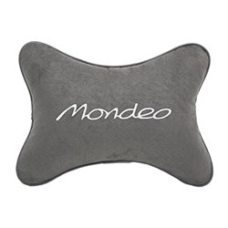Подушка на подголовник алькантара L.Grey с логотипом автомобиля FORD Mondeo