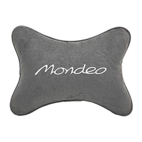 Подушка на подголовник алькантара L.Grey с логотипом автомобиля FORD Mondeo