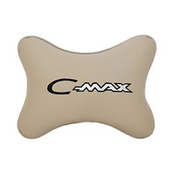 Подушка на подголовник экокожа Beige с логотипом автомобиля FORD C-Max