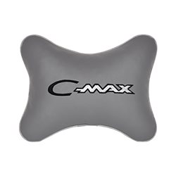 Подушка на подголовник экокожа L.Grey с логотипом автомобиля FORD C-Max