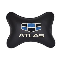 Подушка на подголовник экокожа Black с логотипом автомобиля GEELY Atlas