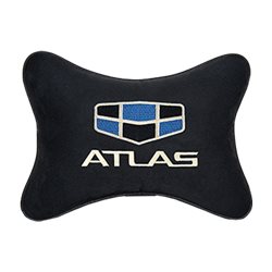 Подушка на подголовник алькантара Black с логотипом автомобиля GEELY Atlas