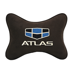 Подушка на подголовник алькантара Coffee с логотипом автомобиля GEELY Atlas