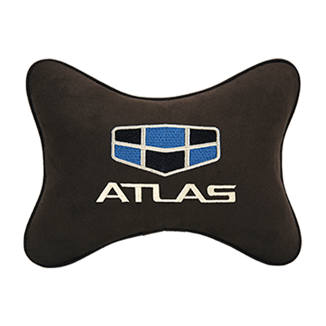 Подушка на подголовник алькантара Coffee с логотипом автомобиля GEELY Atlas