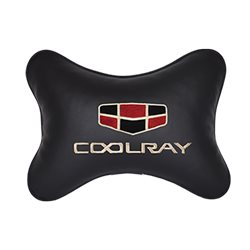Подушка на подголовник экокожа Black с логотипом автомобиля GEELY Coolray