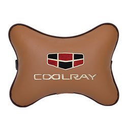 Подушка на подголовник экокожа Fox с логотипом автомобиля GEELY Coolray
