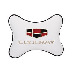Подушка на подголовник экокожа Milk с логотипом автомобиля GEELY Coolray