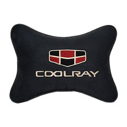 Подушка на подголовник алькантара Black с логотипом автомобиля GEELY Coolray