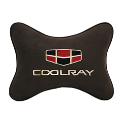 Подушка на подголовник алькантара Coffee с логотипом автомобиля GEELY Coolray