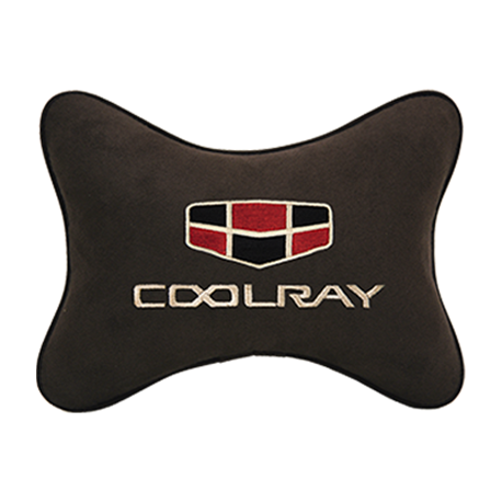 Подушка на подголовник алькантара Coffee с логотипом автомобиля GEELY Coolray