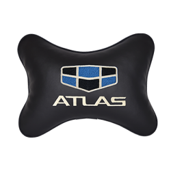 Подушка на подголовник экокожа Black с логотипом автомобиля GEELY Atlas