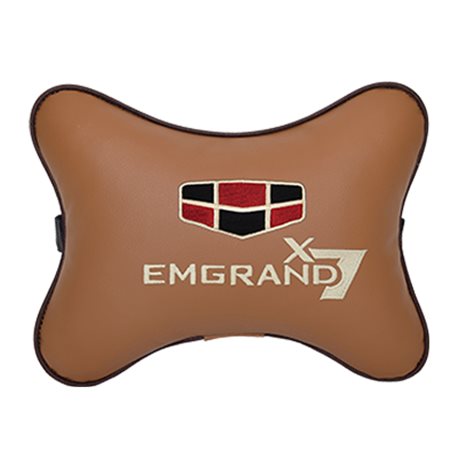 Подушка на подголовник экокожа Fox с логотипом автомобиля GEELY EMGRAND X7