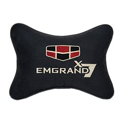 Подушка на подголовник алькантара Black с логотипом автомобиля GEELY EMGRAND X7