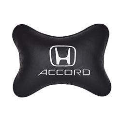 Подушка на подголовник экокожа Black с логотипом автомобиля HONDA Accord