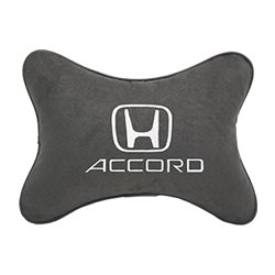Подушка на подголовник алькантара D.Grey с логотипом автомобиля HONDA Accord