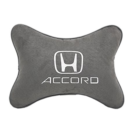 Подушка на подголовник алькантара L.Grey с логотипом автомобиля HONDA Accord
