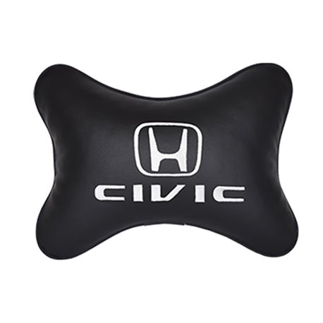 Подушка на подголовник экокожа Black с логотипом автомобиля HONDA Civic