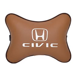 Подушка на подголовник экокожа Fox с логотипом автомобиля HONDA Civic