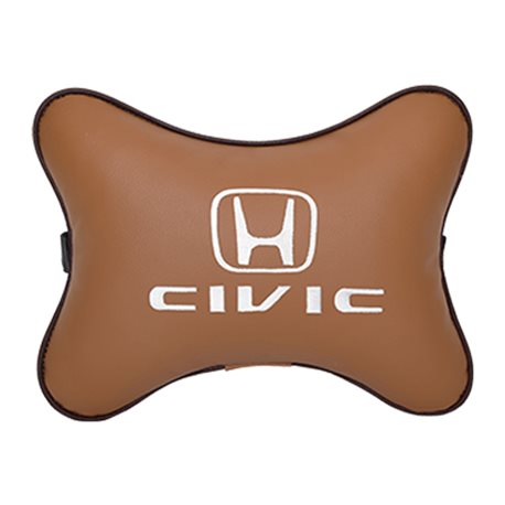 Подушка на подголовник экокожа Fox с логотипом автомобиля HONDA Civic