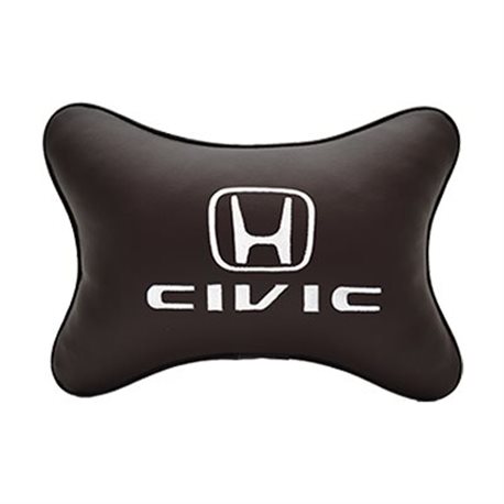 Подушка на подголовник экокожа Coffee с логотипом автомобиля HONDA Civic