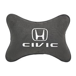 Подушка на подголовник алькантара D.Grey с логотипом автомобиля HONDA Civic