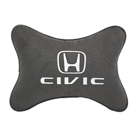 Подушка на подголовник алькантара D.Grey с логотипом автомобиля HONDA Civic