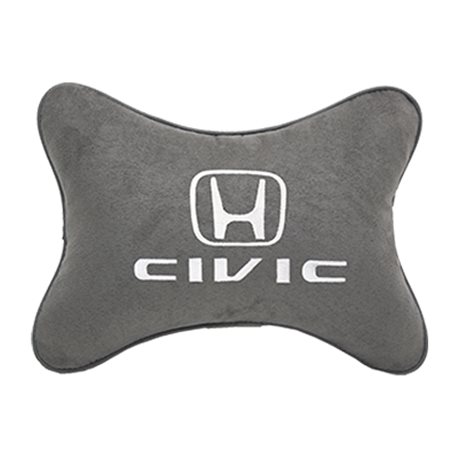 Подушка на подголовник алькантара L.Grey с логотипом автомобиля HONDA Civic