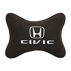 Подушка на подголовник алькантара Coffee с логотипом автомобиля HONDA Civic