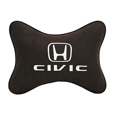 Подушка на подголовник алькантара Coffee с логотипом автомобиля HONDA Civic