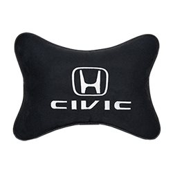 Подушка на подголовник алькантара Black с логотипом автомобиля HONDA Civic