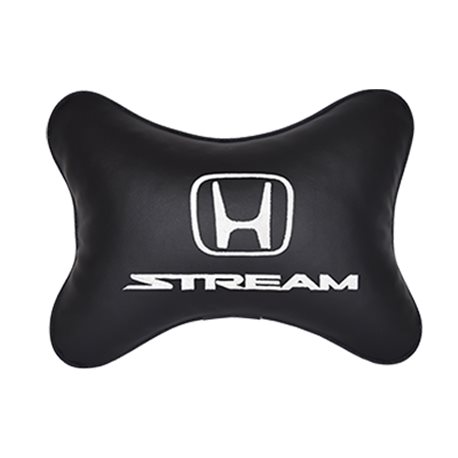 Подушка на подголовник экокожа Black с логотипом автомобиля HONDA Stream