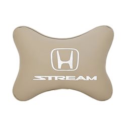 Подушка на подголовник экокожа Beige с логотипом автомобиля HONDA Stream