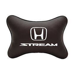 Подушка на подголовник экокожа Coffee с логотипом автомобиля HONDA Stream