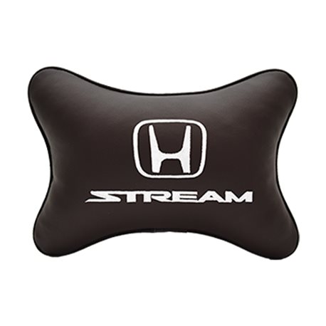 Подушка на подголовник экокожа Coffee с логотипом автомобиля HONDA Stream