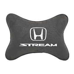 Подушка на подголовник алькантара D.Grey с логотипом автомобиля HONDA Stream