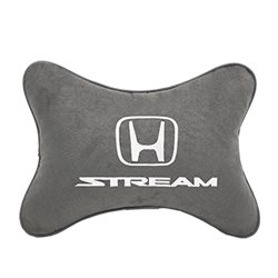 Подушка на подголовник алькантара L.Grey с логотипом автомобиля HONDA Stream