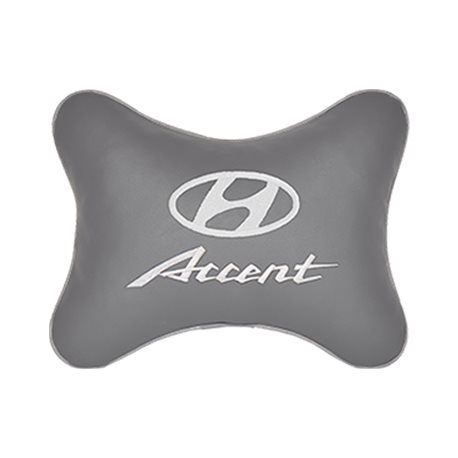 Подушка на подголовник экокожа L.Grey c логотипом автомобиля Hyundai Accent