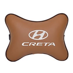 Подушка на подголовник экокожа Fox c логотипом автомобиля Hyundai Creta