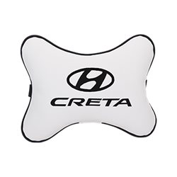Подушка на подголовник экокожа Milk c логотипом автомобиля Hyundai Creta