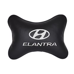 Подушка на подголовник экокожа Black c логотипом автомобиля Hyundai Elantra
