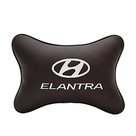 Подушка на подголовник экокожа Coffee c логотипом автомобиля Hyundai Elantra