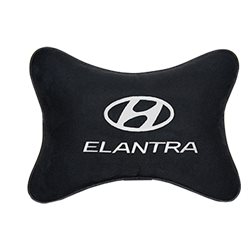 Подушка на подголовник алькантара Black c логотипом автомобиля Hyundai Elantra