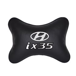 Подушка на подголовник экокожа Black c логотипом автомобиля Hyundai ix35