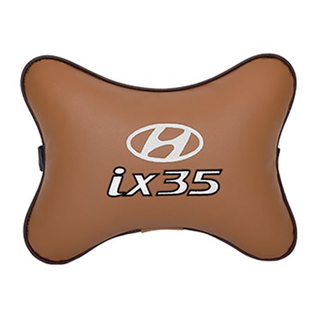 Подушка на подголовник экокожа Fox c логотипом автомобиля Hyundai ix35