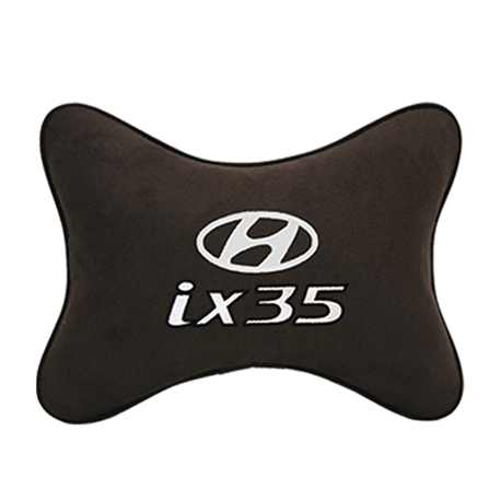 Подушка на подголовник алькантара Coffee c логотипом автомобиля Hyundai ix35